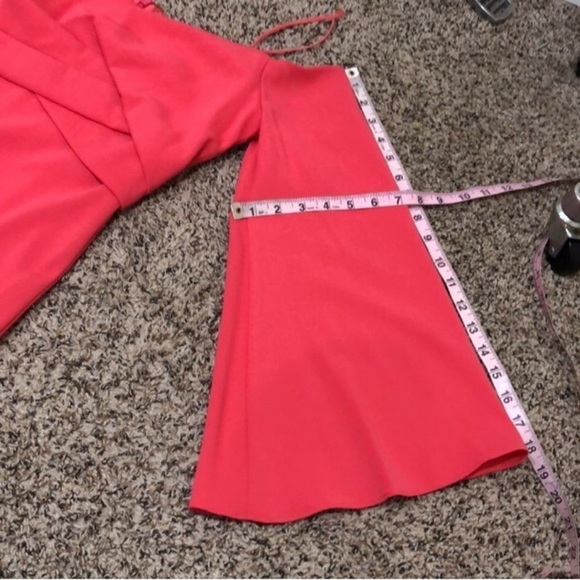 NWT Badgley Mischka Off Shoulder Formal Maxi Dress Gown Size 2 Coral - Picture 13 of 13